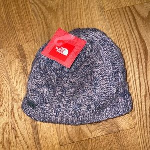 The North Face knit fleece women’s beanie. Greystone Blue. NWT.